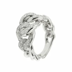 Bague gourmette Or blanc Diamants