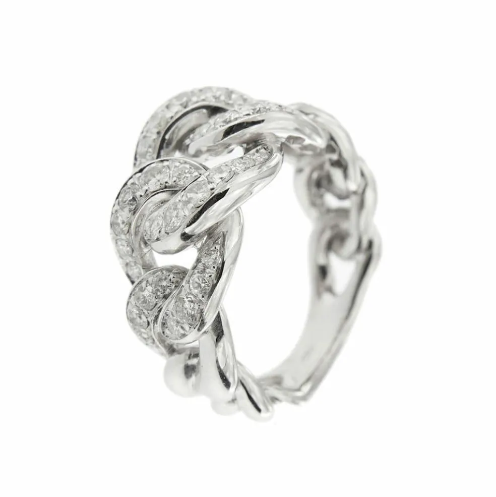 Bague gourmette Or blanc Diamants
