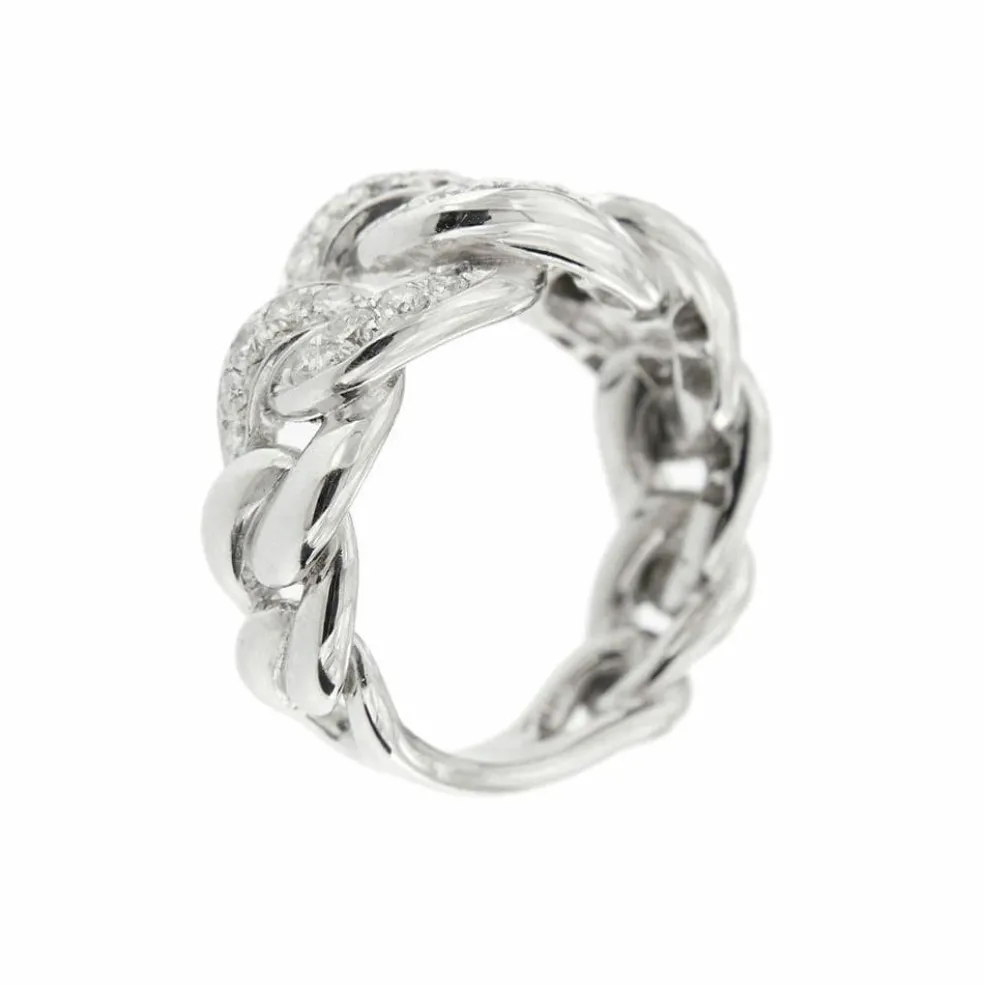 Bague gourmette Or blanc Diamants