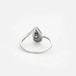 Bague goutte or gris et diamants