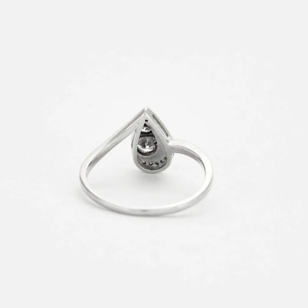 Bague goutte or gris et diamants