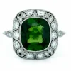 Bague grappe de diamants et tourmaline en platine