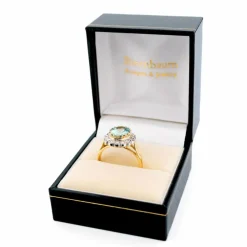 Bague grappe de diamants aigue-marine