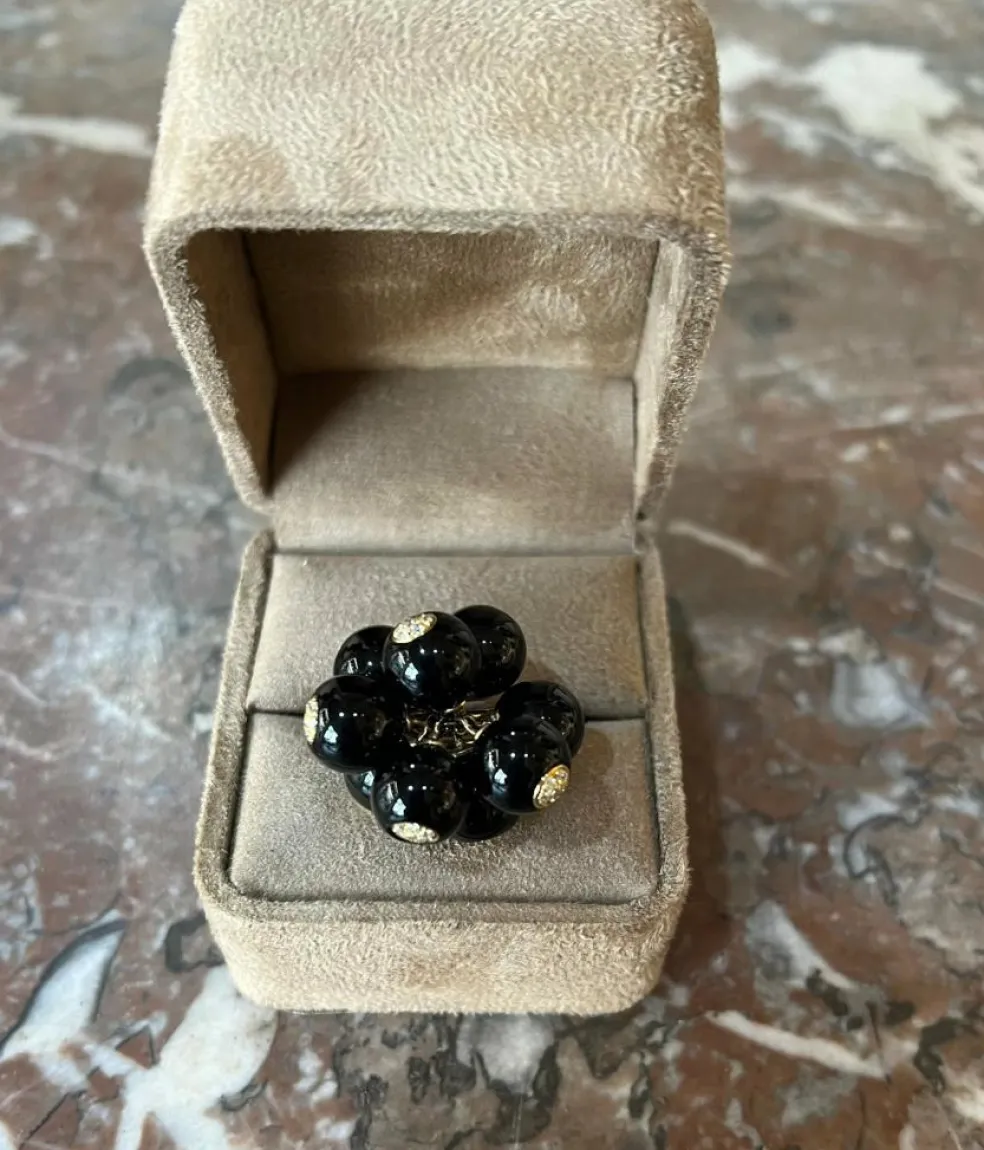 Bague Grelots onyx et diamants