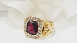 Bague Grenat & diamants