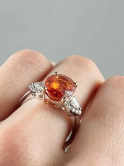 Bague Grenat Mandarin Diamants