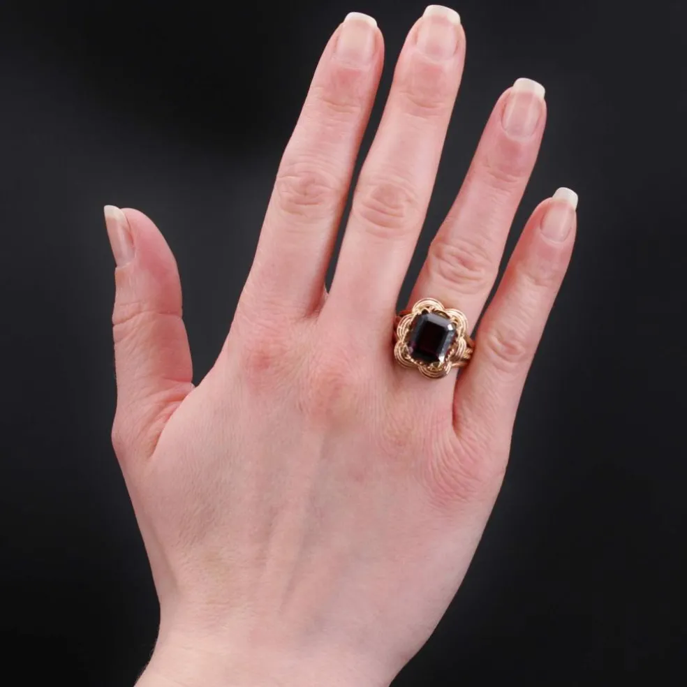 Bague grenat rhodolite et or vintage