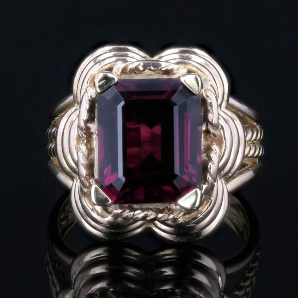 Bague grenat rhodolite et or vintage