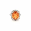 Bague Grenat Spessartite 8 Carats Diamants Or Gris