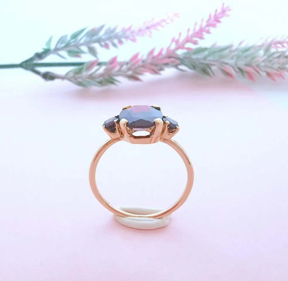 Bague grenats or rose 18 K
