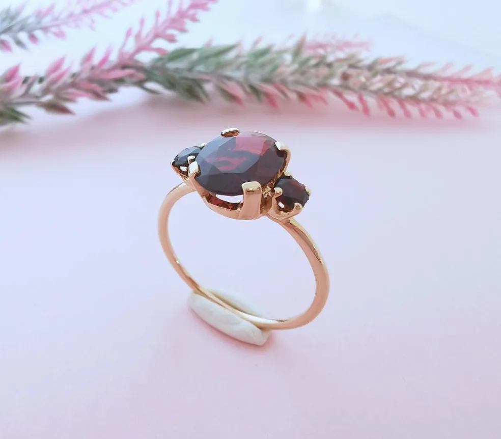Bague grenats or rose 18 K