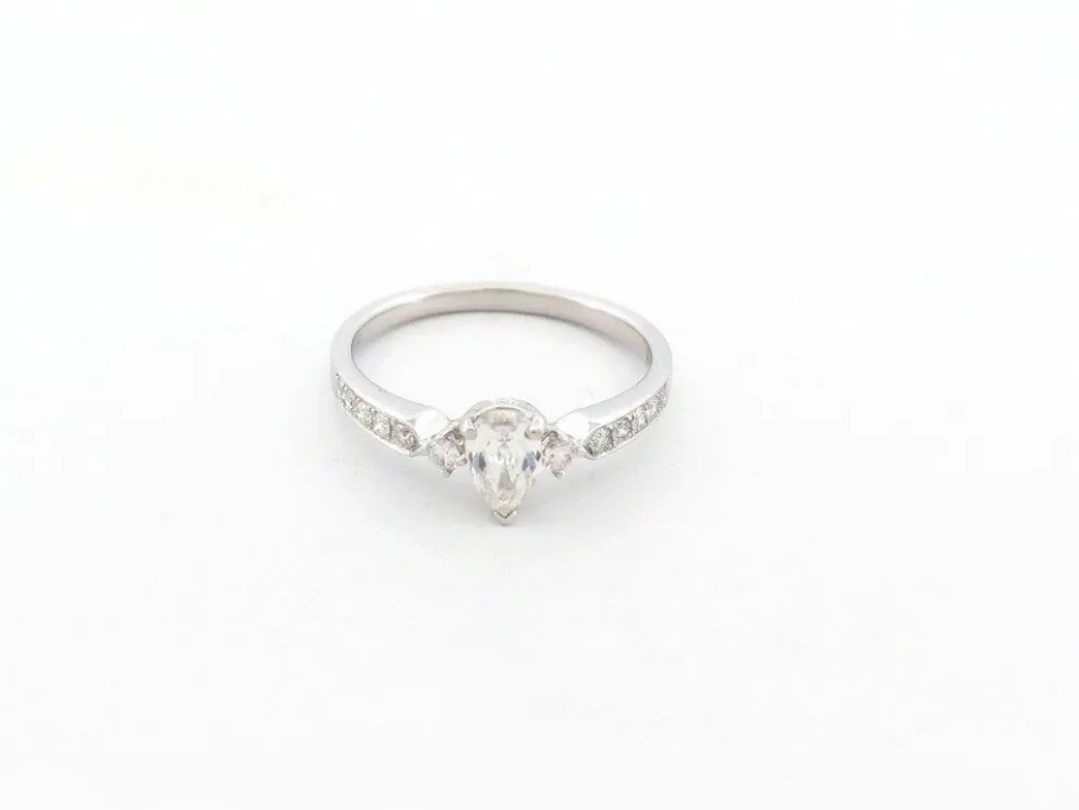 bague guerin joaillerie solitaire diamant de rosee 54 or blanc 18k