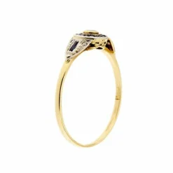 Bague halo avec saphirs et diamants