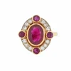Bague Halo Rubis Birman Naturel et Diamants