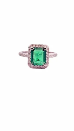 Bague haute joaillerie or blanc émeraude et diamants