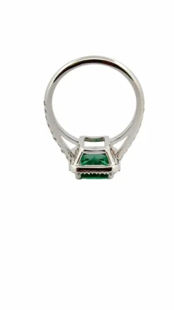 Bague haute joaillerie or blanc émeraude et diamants