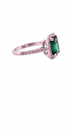 Bague haute joaillerie or blanc émeraude et diamants