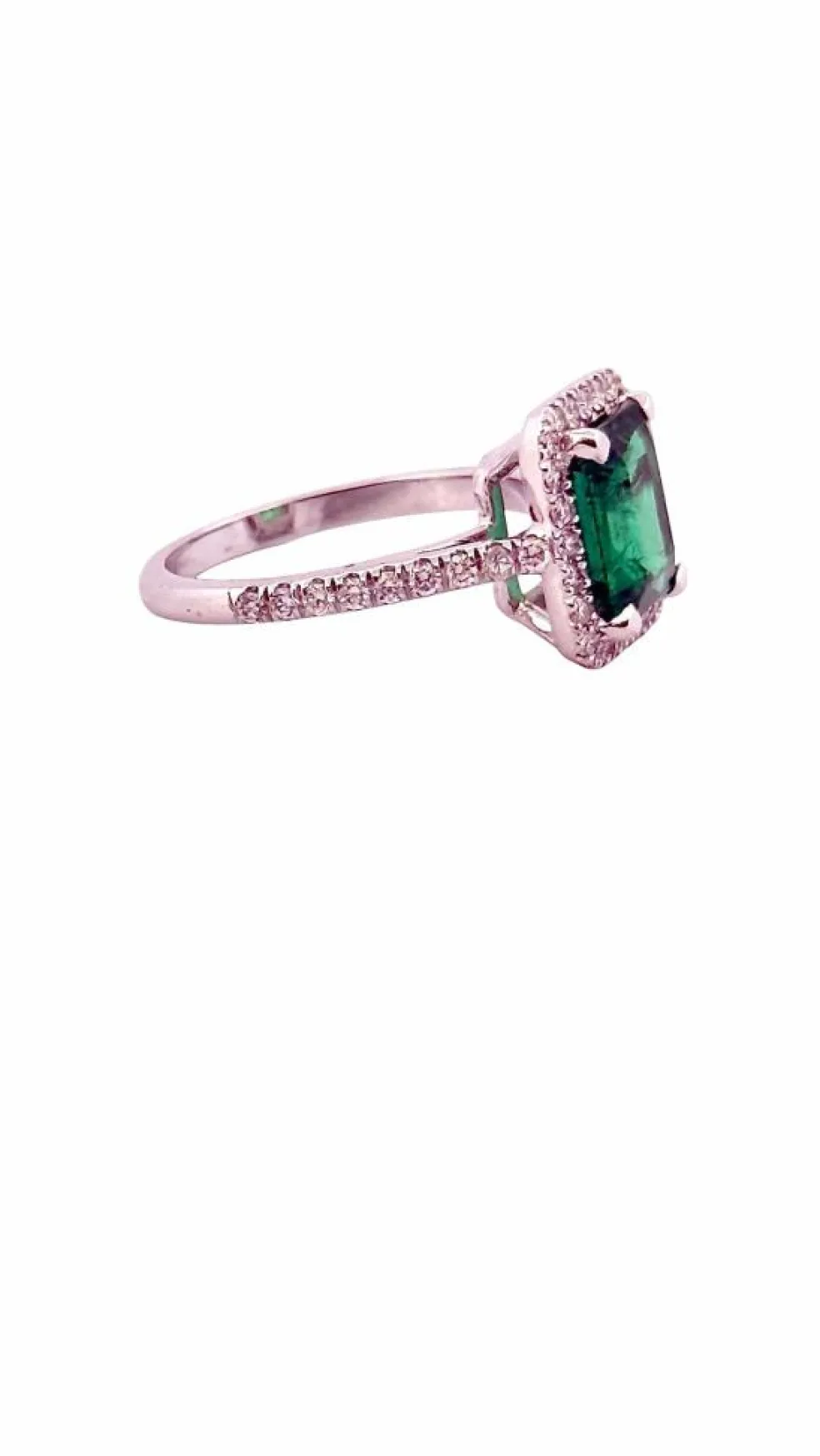 Bague haute joaillerie or blanc émeraude et diamants
