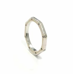 Bague hexagonale en Or blanc & diamants