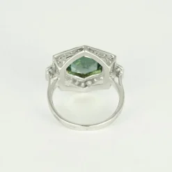 Bague hexagonale tourmaline diamants