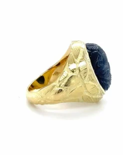 Bague homme Or Jaune avec Saphir Cabochon