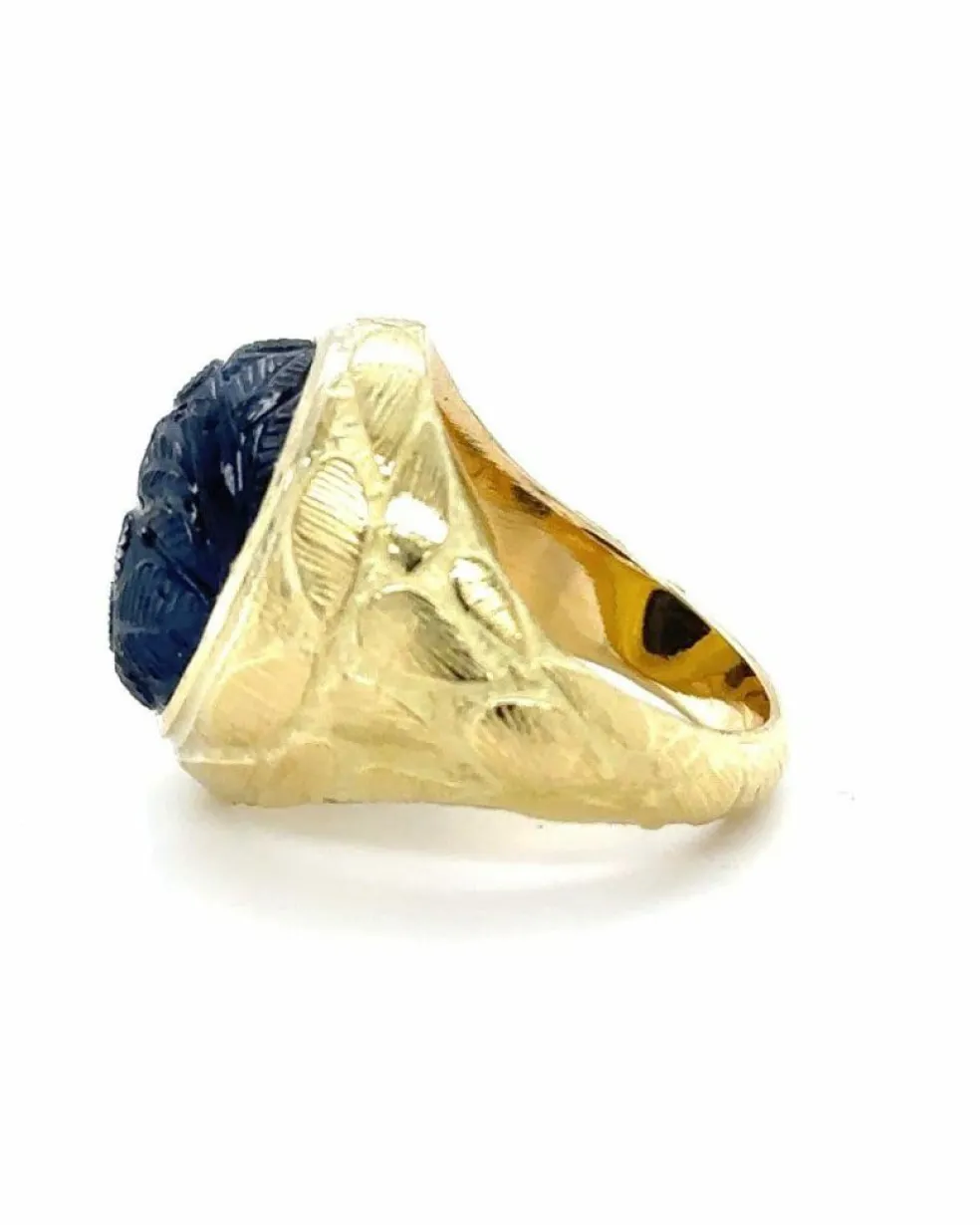 Bague homme Or Jaune avec Saphir Cabochon