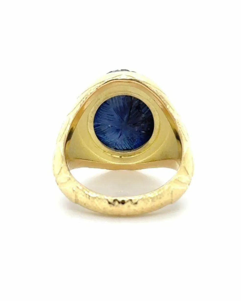 Bague homme Or Jaune avec Saphir Cabochon