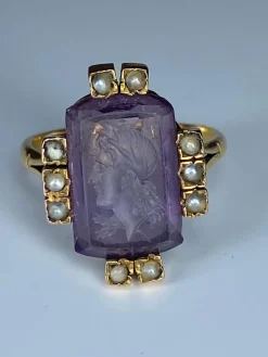 Bague Intaille Perles Fines