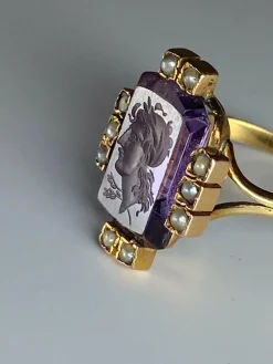 Bague Intaille Perles Fines