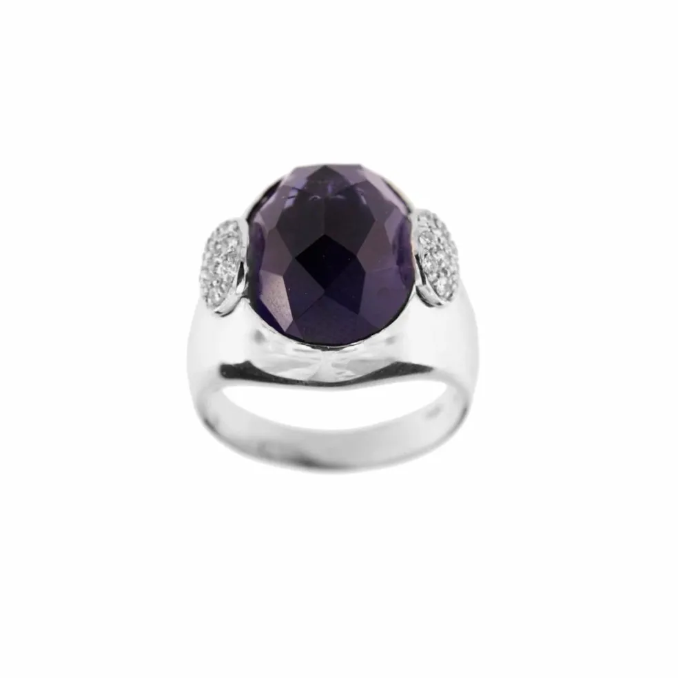 Bague iolite et diamants