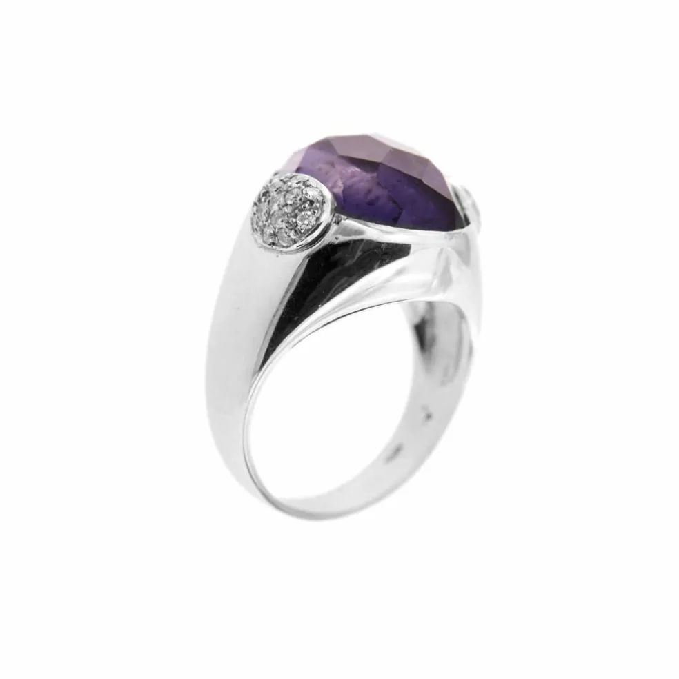 Bague iolite et diamants