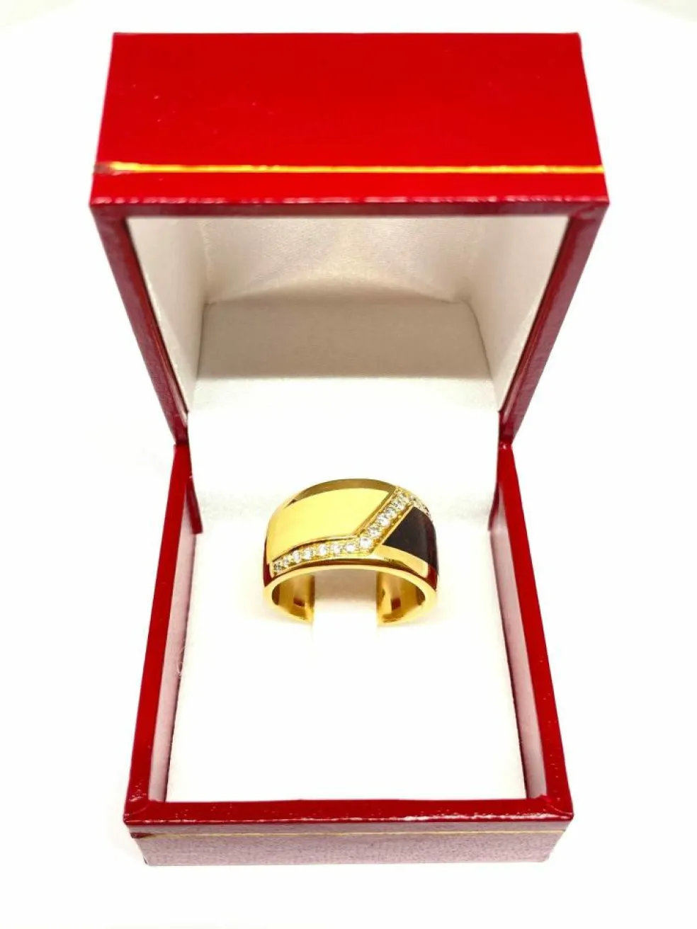 Bague Ivoire, Bois et Diamants