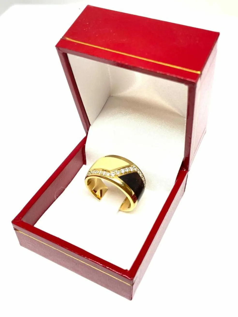 Bague Ivoire, Bois et Diamants