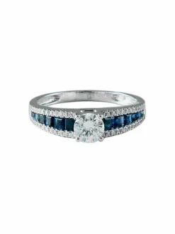 Bague Jarretière Diamants et Saphirs