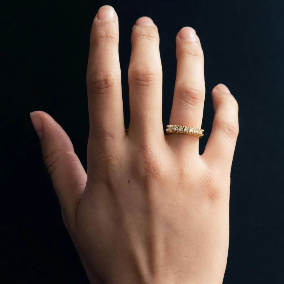Bague jarretière diamants or jaune