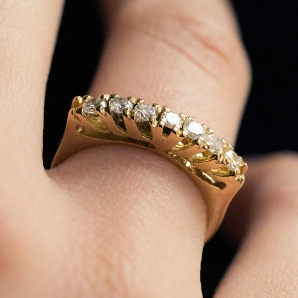 Bague jarretière diamants or jaune