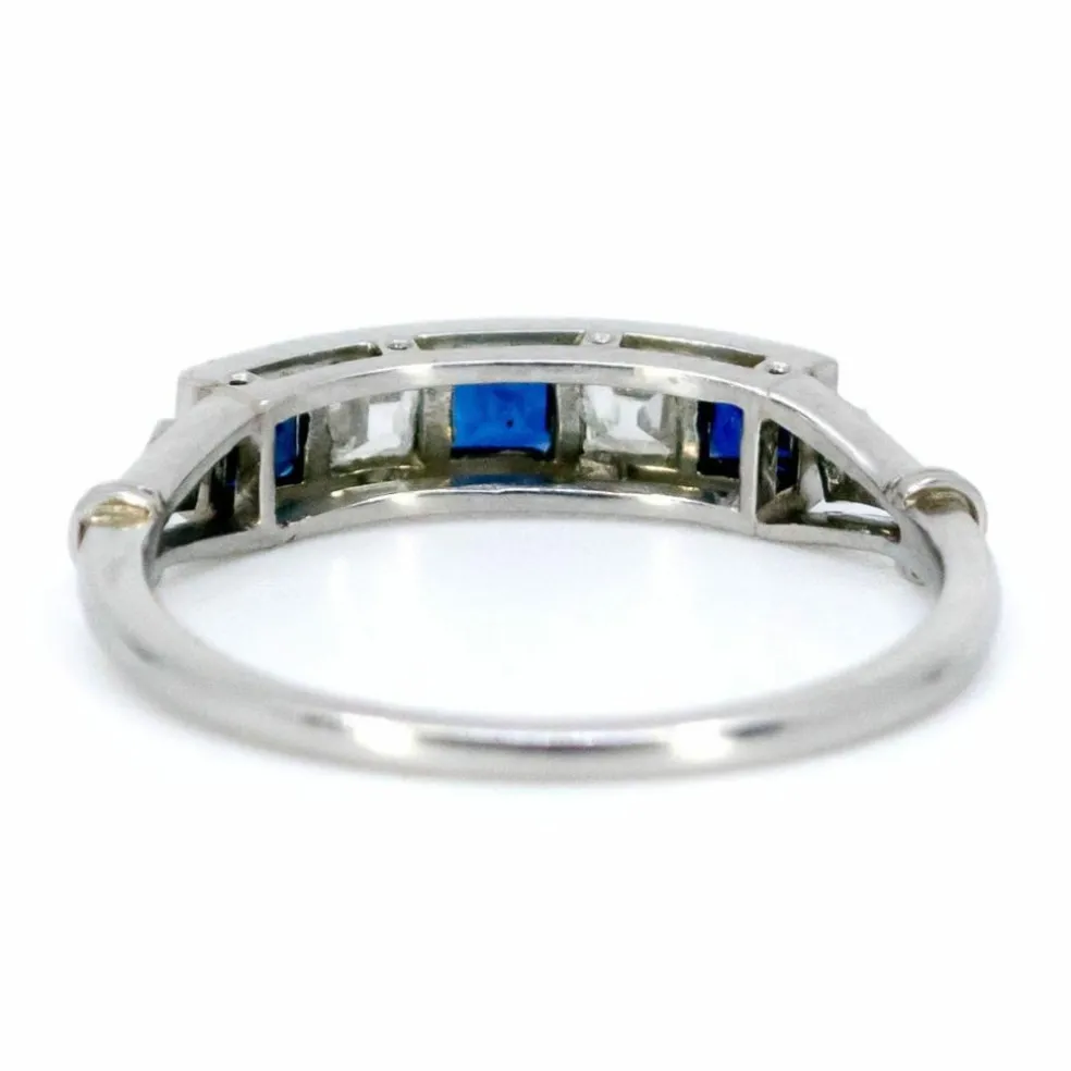 Bague Jarretière Diamants, Saphirs