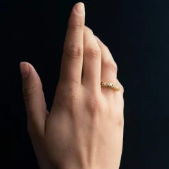 Bague jarretière diamants or jaune