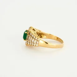 Bague Jarretière Emeraude Diamants