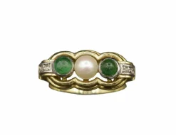 Bague Jarretière émeraudes perle
