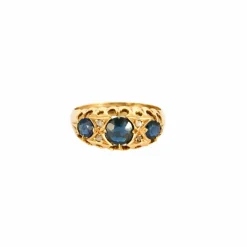 Bague jarretière or jaune, saphirs et diamants