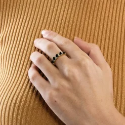 Bague jarretière or jaune saphirs diamants