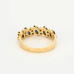 Bague jarretière or jaune saphirs diamants