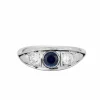 Bague Jarretière Platine Saphir de synthèse Diamants