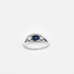 Bague Jarretière Platine Saphir de synthèse Diamants