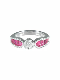 Bague Jarretière Rubis et Diamants