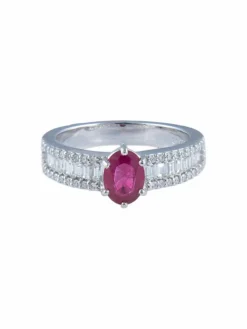 Bague Jarretière Rubis et Diamants
