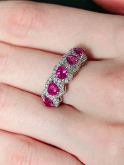 Bague Jarretière Rubis et Diamants
