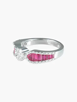 Bague Jarretière Rubis et Diamants