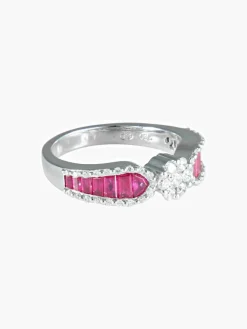 Bague Jarretière Rubis et Diamants